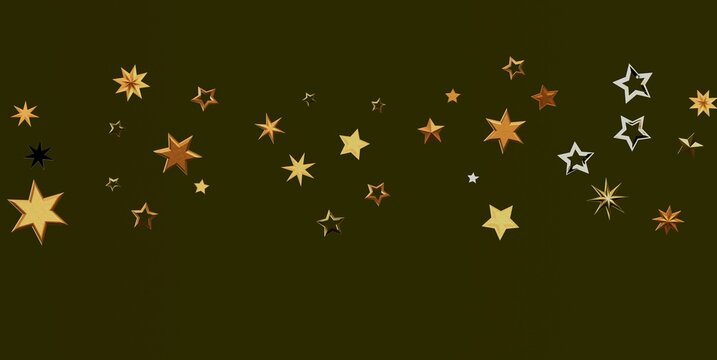 Shimmering golden and silver stars create a festive and elegant background design.