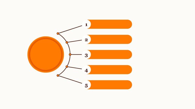 Professional Orange Business Infographic Template with Five Sequential Numbered Steps for Process Flow and Data Analytics