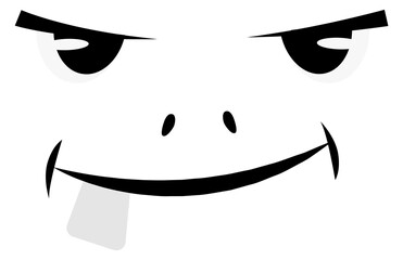 Obraz premium Troll funny face. Smiling monster black icon