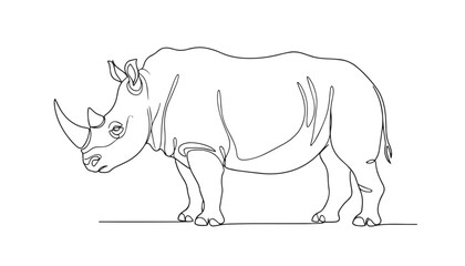 Continuous one single minimal line drawing of a Rhino © vector