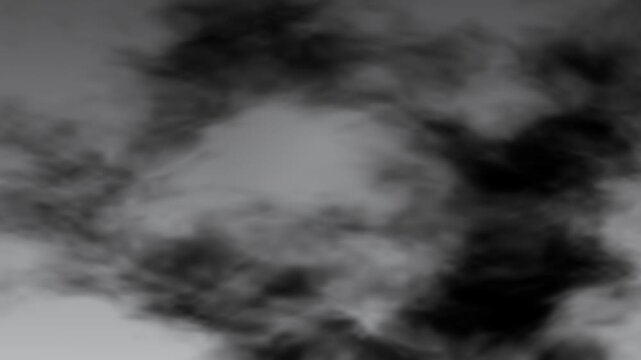 Dramatic motion graphic video loop showcasing dense monochromatic smoke clouds and dark fog drifting across a gray background without people.