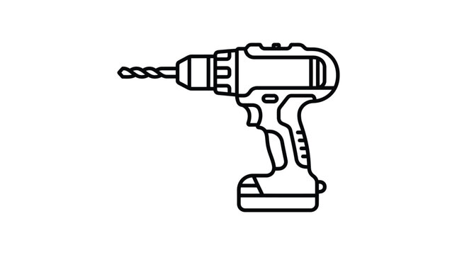 Cordless power drill tool outline vector illustration