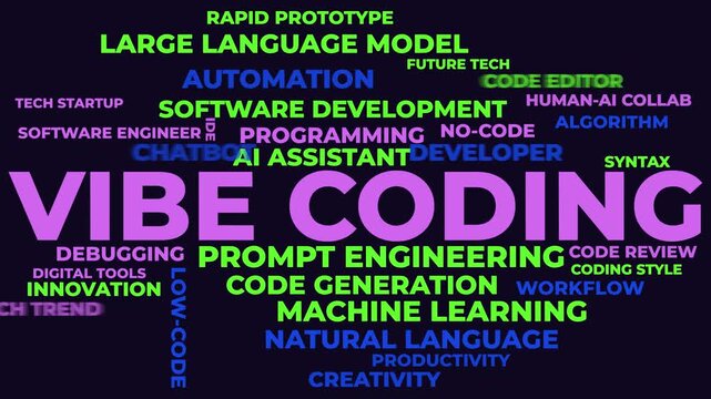 Vibe Coding Word Cloud - Animated AI Programming Typography