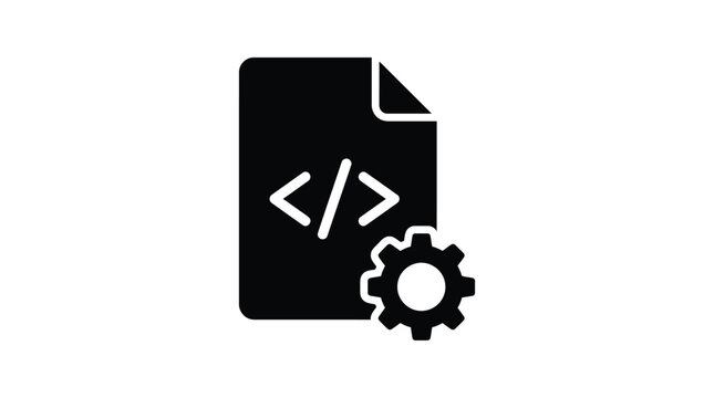 Code document with gear vector illustration
