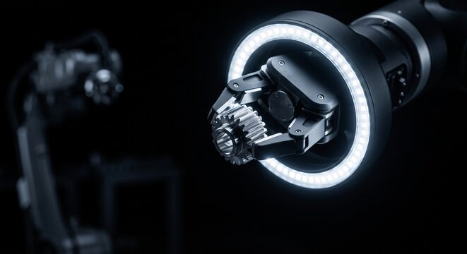 Robotic Gripper with Ring Light in Total Darkness