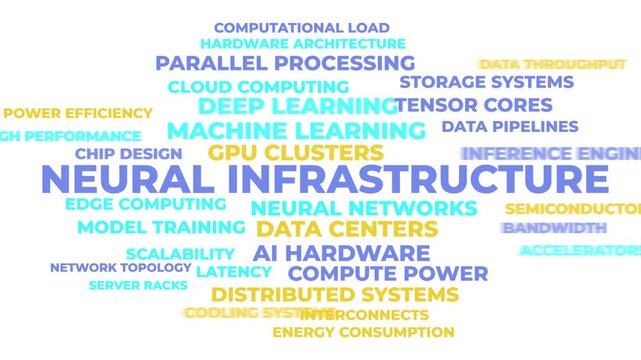 Neural Infrastructure Word Cloud Animation - AI Technology Concepts