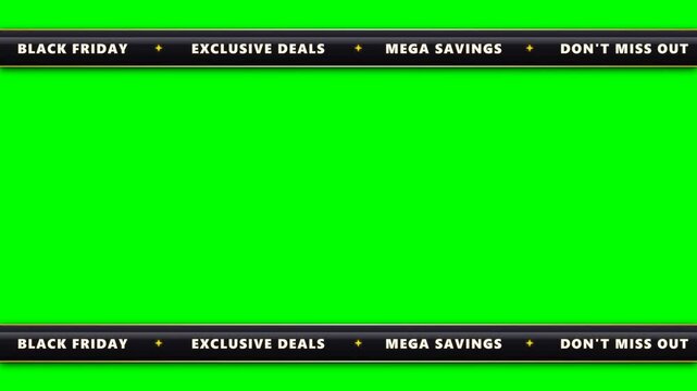 Black Friday sale scrolling ticker banners on green screen