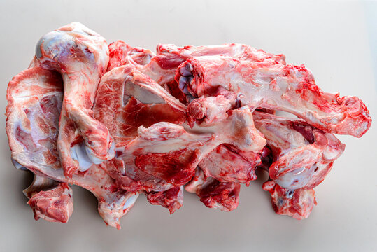 butchered bones on a white background