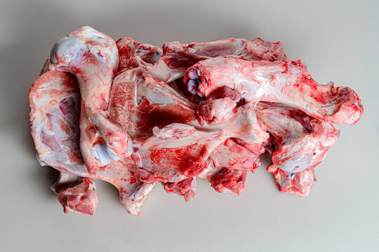 butchered bones on a white background