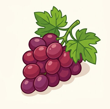 Ripe red grape cluster vector graphic, fresh organic fruit branch for wine making and food design.