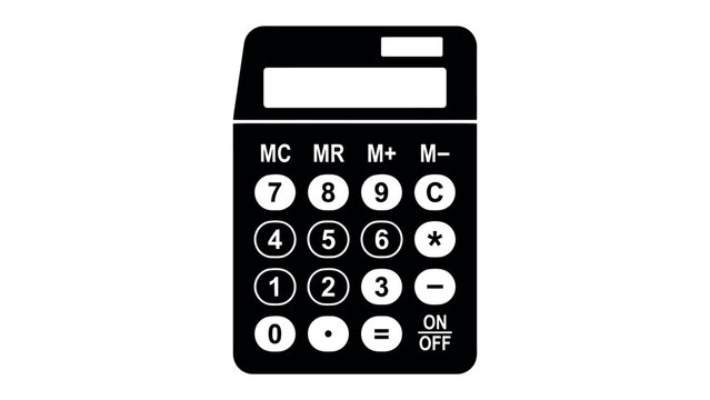 Calculator Icon: A simple black and white graphic of a calculator, featuring numerical keys, function buttons, and a display screen.