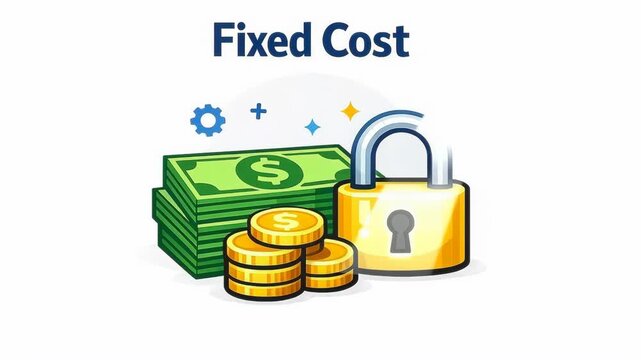 Fixed Cost Business Concept with Money and Padlock