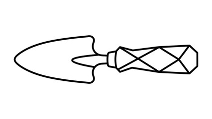 Obraz premium Gardening Trowel Illustration: A simple, hand-drawn illustration of a gardening trowel with a patterned handle, perfect for hobbyist, DIY, or gardening themes.