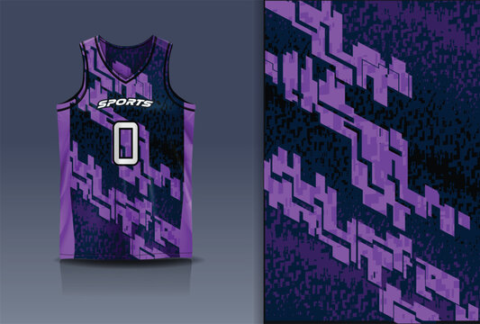 Basketball Jersey Sport Streetwear Design Abstract Digital Pixel Geometric Pattern Purple Black Violet