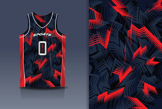 Basketball Jersey Sport Streetwear Design Abstract Geometric Zigzag Lightning Pattern Black Red