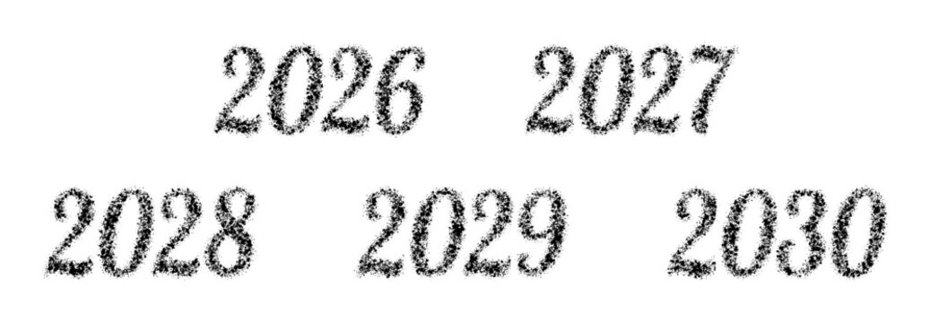 2027 Dot Halftone Vector Numbers, Chinese New Year Pop Art Design. 2027 Greeting Card, Typography Graphic Element
