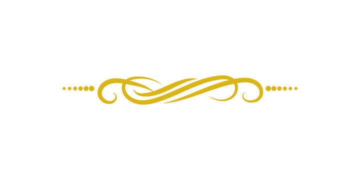 Golden decorative flourish divider isolated on transparent background