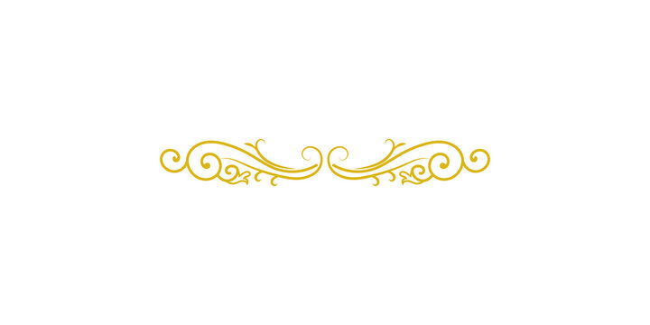 Elegant golden ornamental divider isolated on transparent background