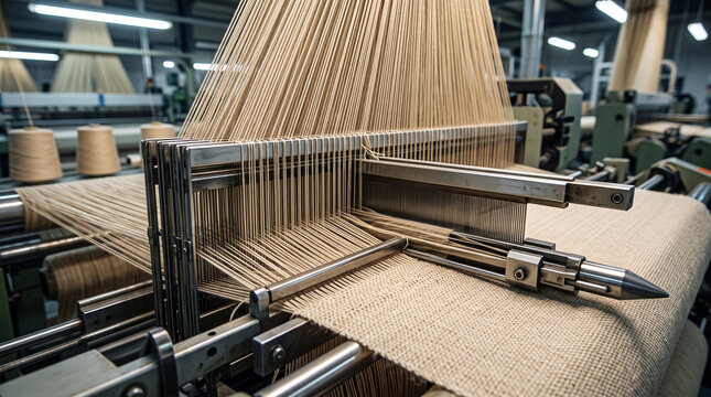 Industrial weaving machine textile production fabric manufacture manufacturing process cloth making machinery busy loom weave thread