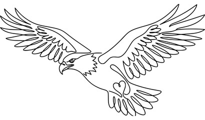 Obraz premium One Line Flying Eagle Continuous Line Art Vector Illustration