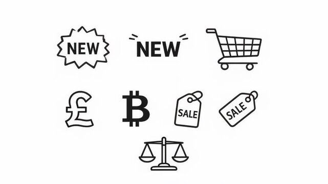 Commerce and Finance Outline Icon Set