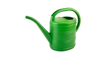 Green plastic garden watering can for pouring plants isolated on transparent background © Archie