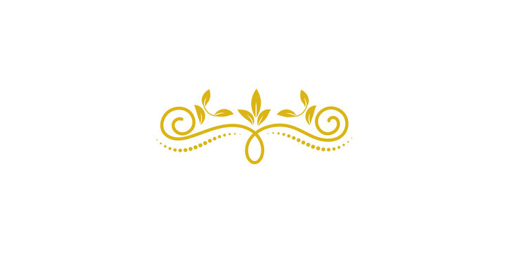 Elegant golden floral flourish divider isolated on transparent background