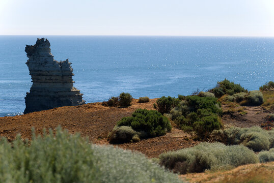 Isolated Limestone Rock Stack at Bay of Islands, Australia
