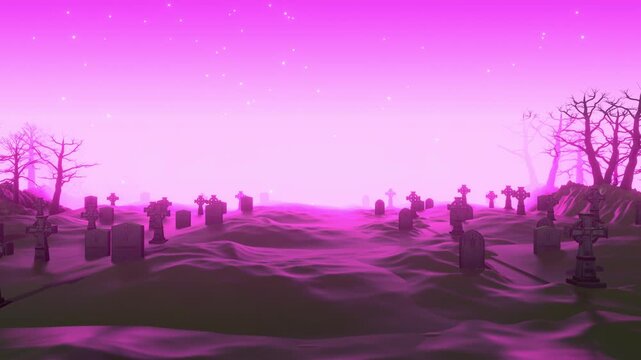 Halloween Pinky Graveyard Background and Loop