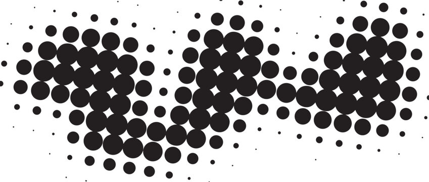 Abstract Black Halftone Wave Dot Pattern Element Vector Isolated on White Background