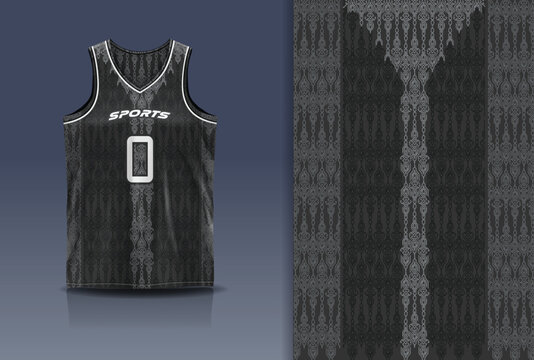 Basketball Jersey Sport Streetwear Design Abstract Geometric Ethnic Tribal Pattern Black Charcoal Grey