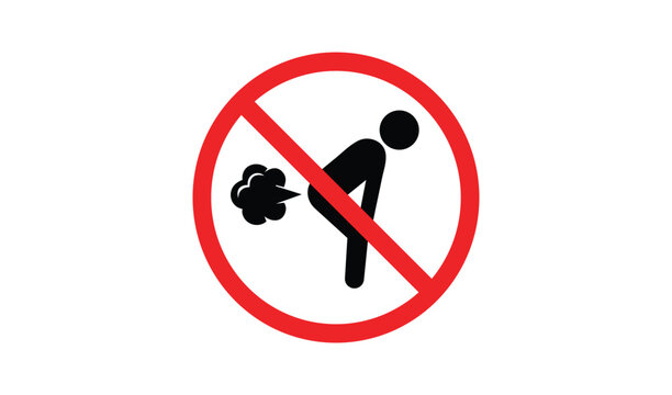 No farting sign, prohibition icon of a person passing gas, vector illustration vector