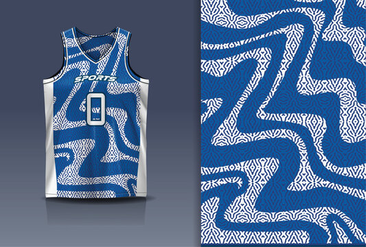 Basketball Jersey Sport Streetwear Design Abstract Fluid Wave Wavy Line Pattern Royal Blue White