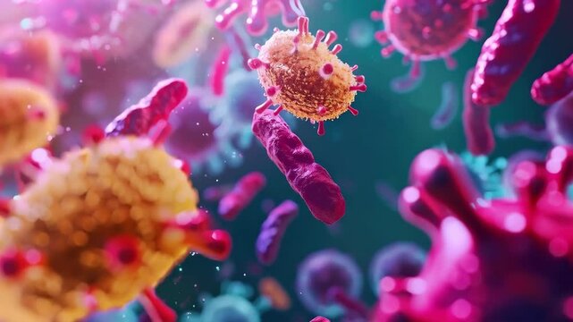 3D Animation of Viruses and Bacteria in Microscopic Environment