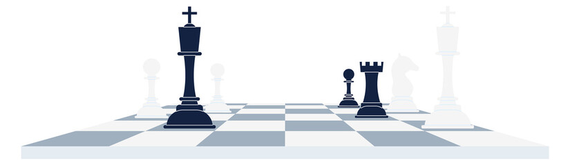 Chess board with game figures. Strategy game play © LadadikArt