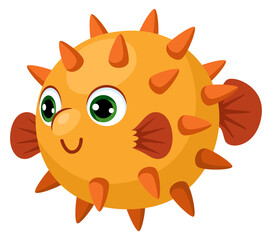 Pufferfish cartoon icon. Underwater creature. Ocean fish © LadadikArt