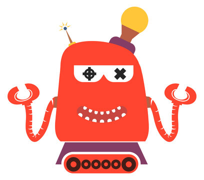 Monster robot toy. Cartoon mascot. Futuristic bot