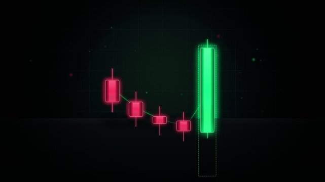 Financial candlestick chart showing a bullish reversal pattern