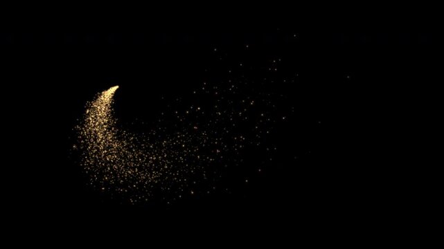 Golden glitter sparkles light trail tracing an infinity, glowing sparkling light and dust particles on black and green screen. Luxury elegant celebration background, festive events intro logo reveal