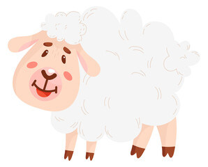 Obraz premium Baby lamb cartoon character. Cute little sheep
