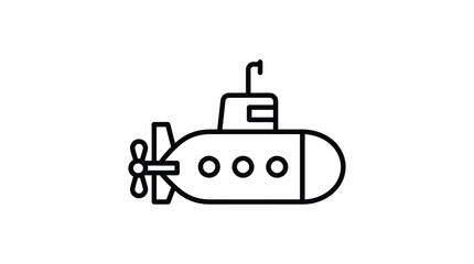 Obraz premium Submarine vector icon in outline style for maritime navigation and underwater