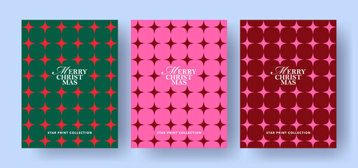 Obraz premium Elegant Christmas collection with geometric star patterns, festive typography and modern holiday layouts. Templates for Xmas cards, gift wrap, packaging, branding, posters and social media.