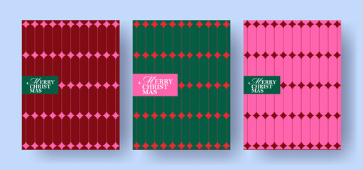 Fototapeta premium Elegant Christmas collection with geometric star patterns, festive typography and modern holiday layouts. Templates for Xmas cards, gift wrap, packaging, branding, posters and social media.