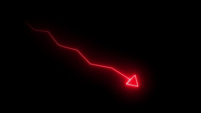 neon business arrow icon on black background. Successful, growth, Increased and trend neon line 4k video.