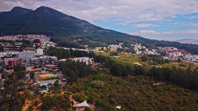 Quito valley with mountain backdrop and clear sky