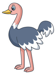 Obraz premium Ostrich baby animal cartoon mascot. Funny bird
