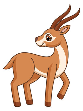 Gazelle character. Cute baby animal with long horns