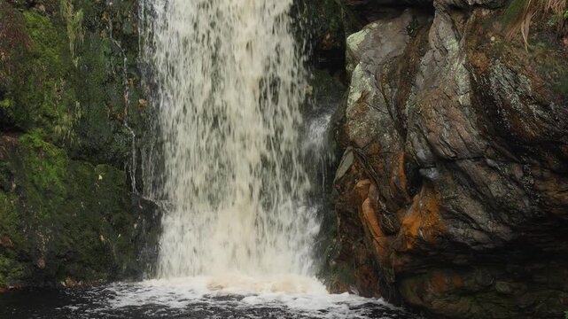 Disa River Falls cascading through riverine vegetation at Betty&rsquo;s Bay. Natural waterfall scene on the Whale Coast, Overberg, Western Cape, South Africa.