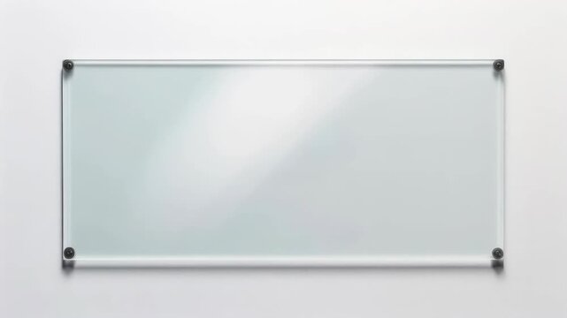 Blank Frosted Glass Panel Mounted on White Wall