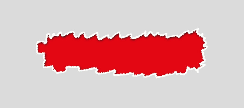 Red Torn Paper Banner Vector Isolated on Gray Background